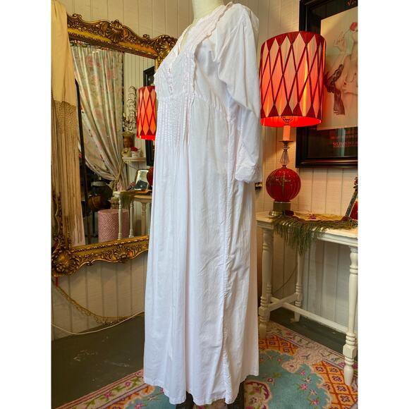 vintage 1980s pink cotton nightgown tommies cottagecore granny victorian m/l 38 - Picture 8 of 10